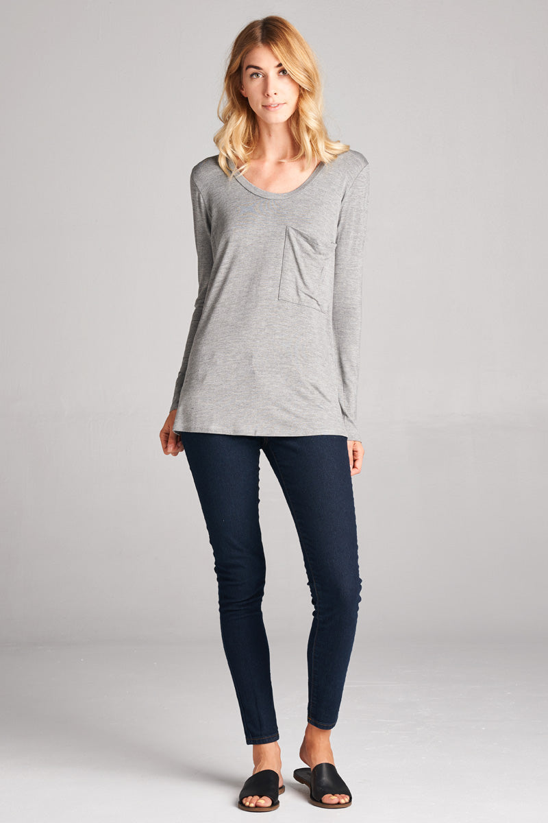 Long Sleeve Loose Fit Top - Heather Gray