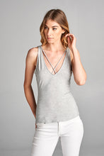 Load image into Gallery viewer, Crossed Front V Neck Tank -Heather Gray
