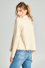 Load image into Gallery viewer, Waffle Thermal Long Sleeve Open Front Raw Edge Cardigan - Oatmeal
